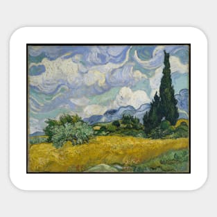 A Wheatfield with Cypresses by Vincent van Gogh Famous painting Sticker